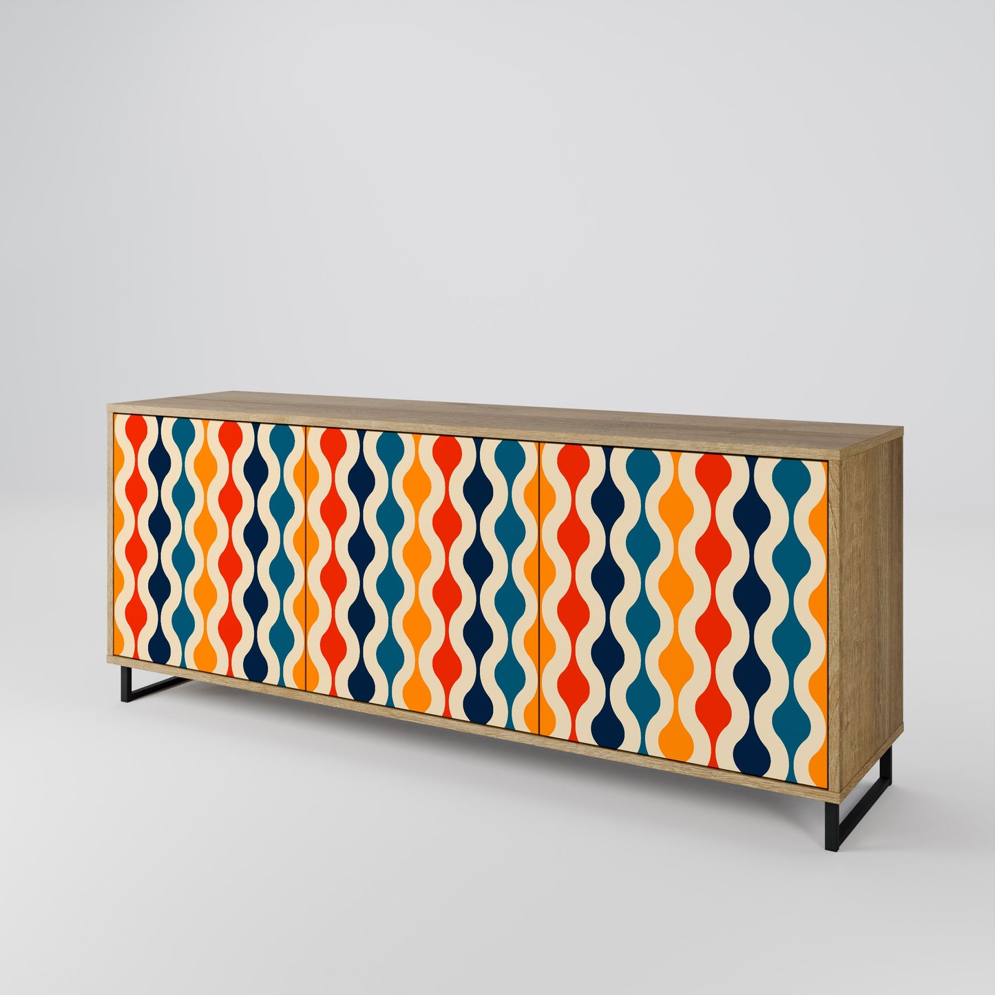 Credenza a 3 ante COLORFUL NOSTALGIA in effetto rovere