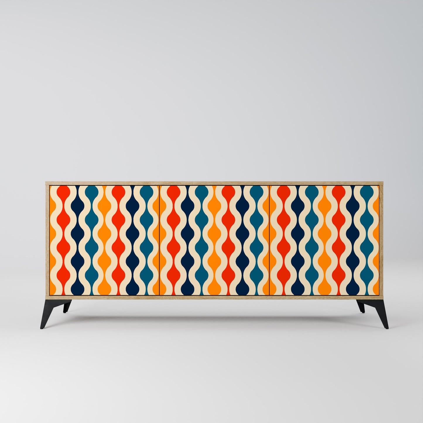 Credenza a 3 ante COLORFUL NOSTALGIA in effetto rovere