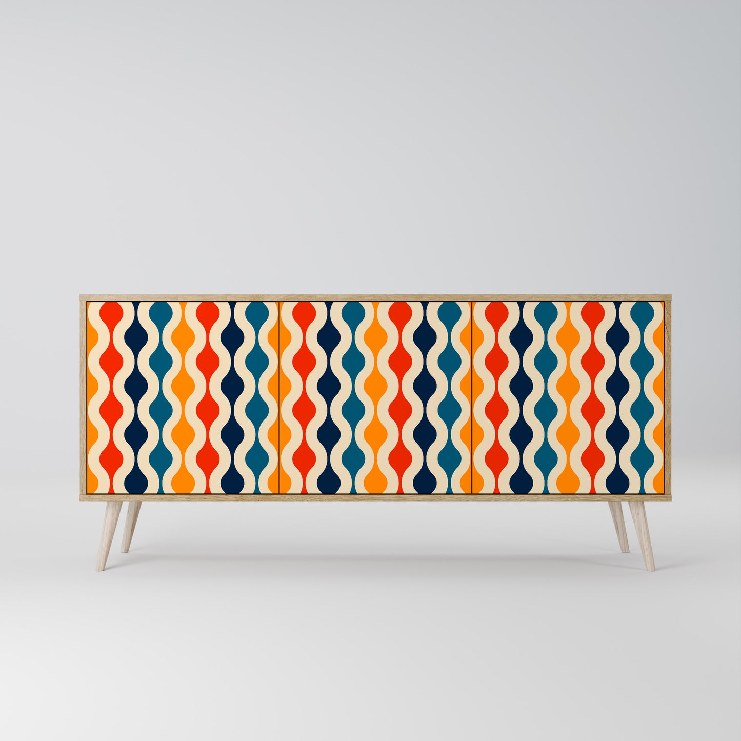 Credenza a 3 ante COLORFUL NOSTALGIA in effetto rovere