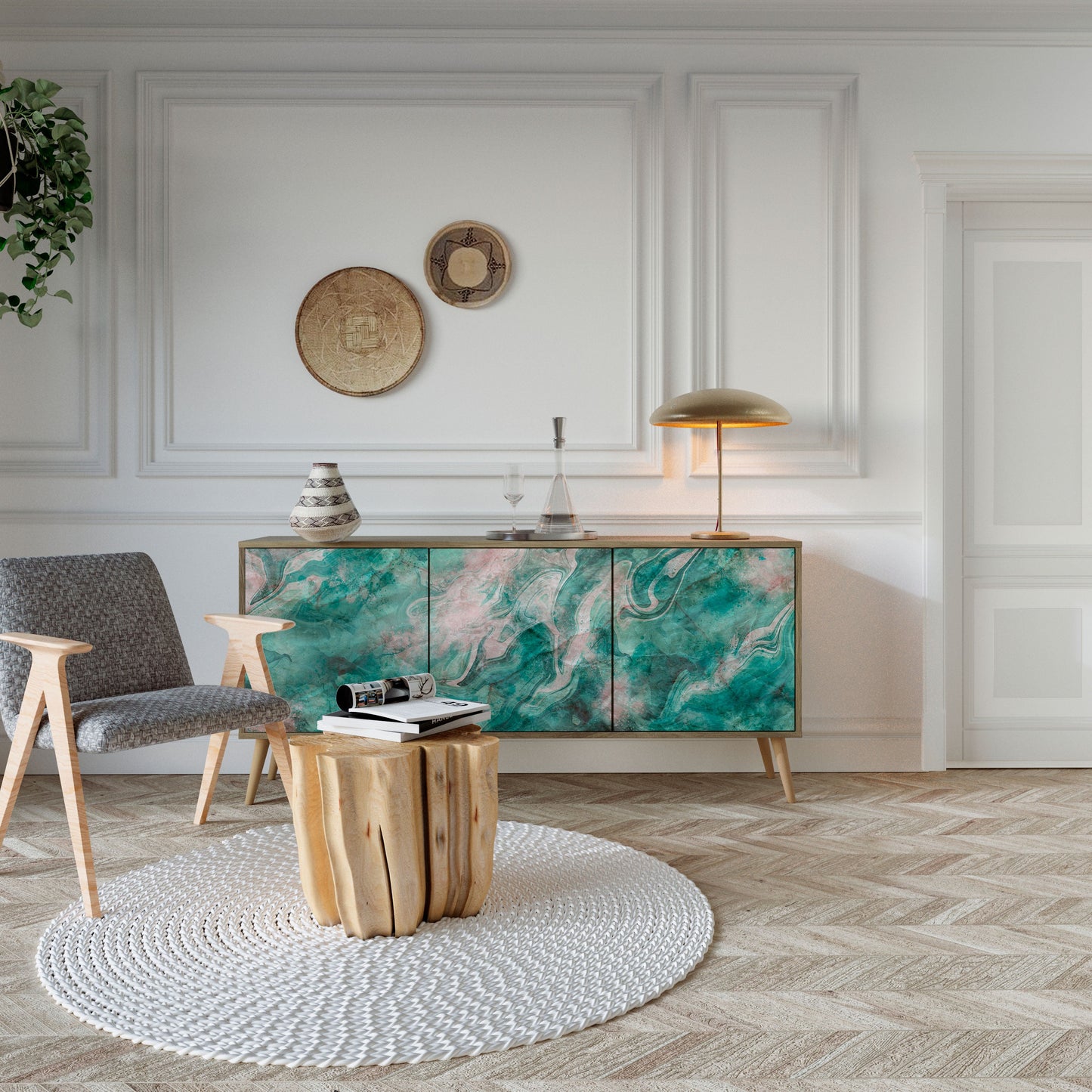 Credenza ABSTRACT ALCHEMY a 3 ante in effetto rovere