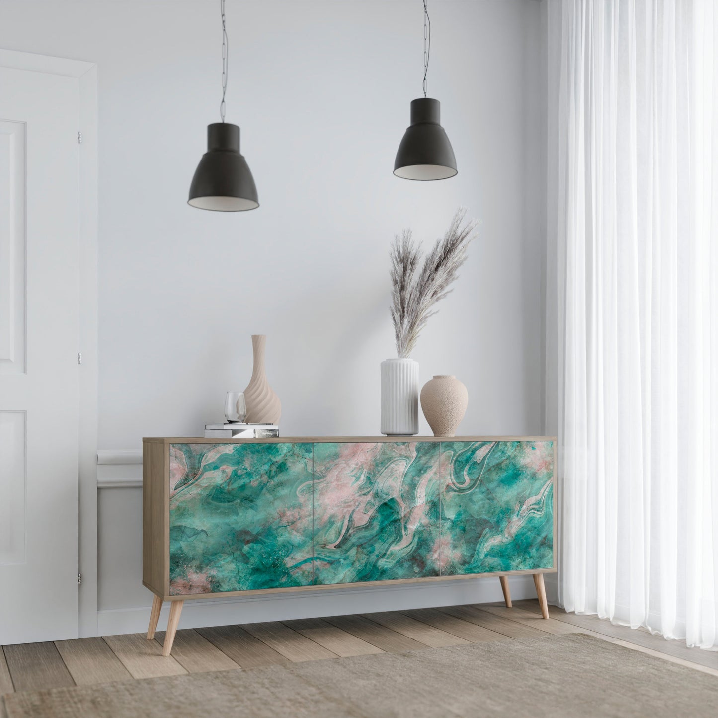 Credenza ABSTRACT ALCHEMY a 3 ante in effetto rovere