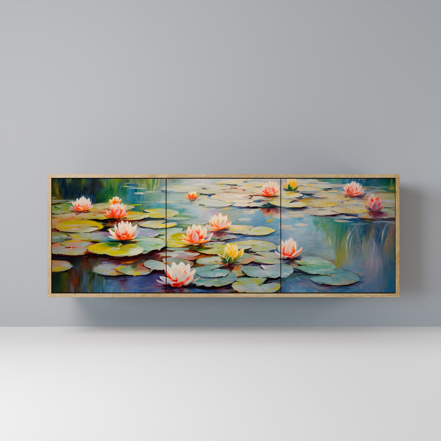 Credenza BLOOMING WATERS a 3 ante effetto rovere