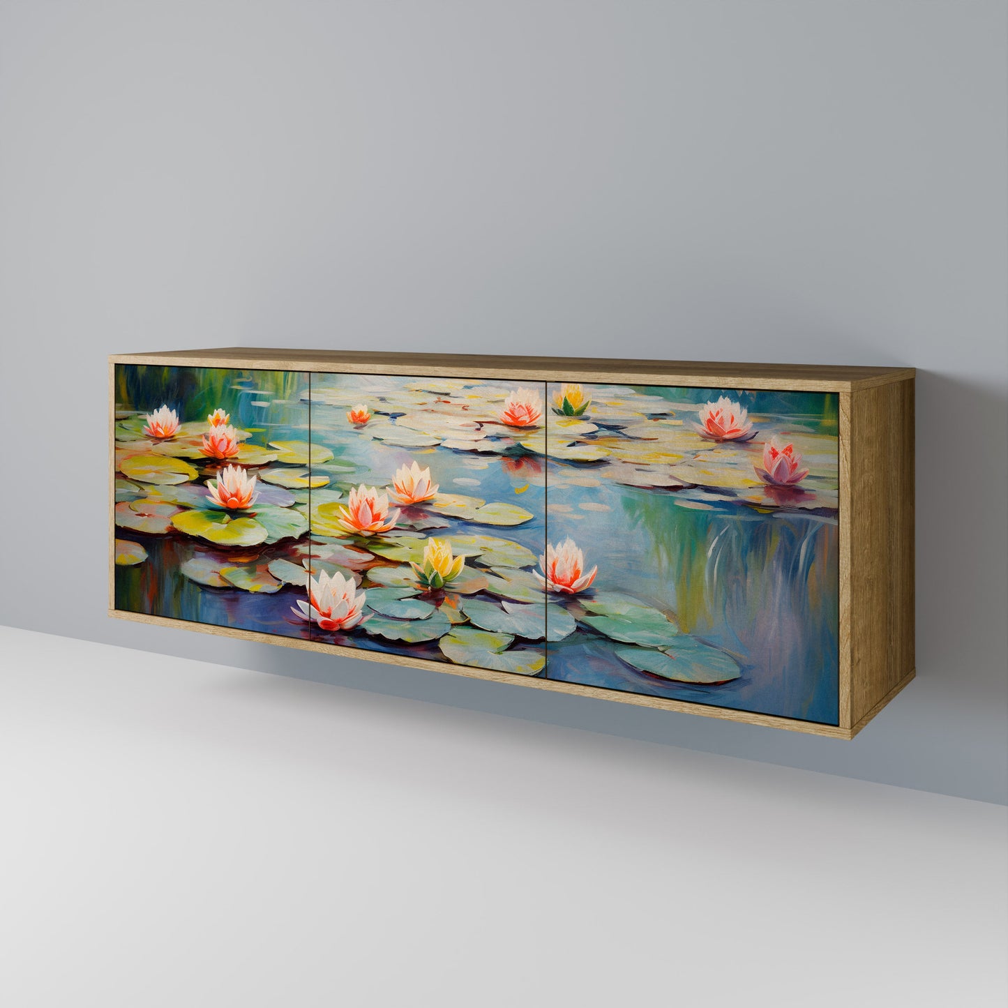 Credenza BLOOMING WATERS a 3 ante effetto rovere