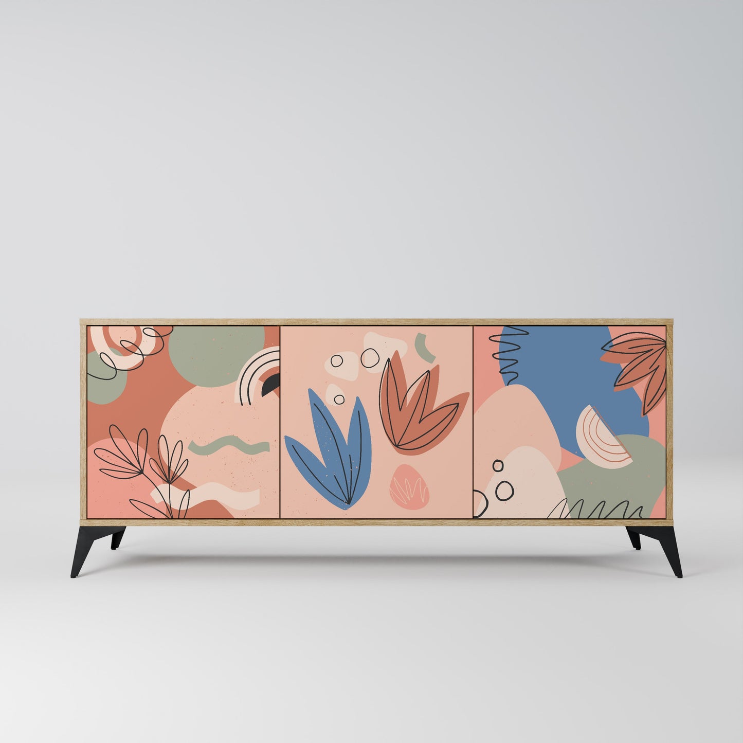 PASTEL DESTINY 3-Door Sideboard in Oak Effect