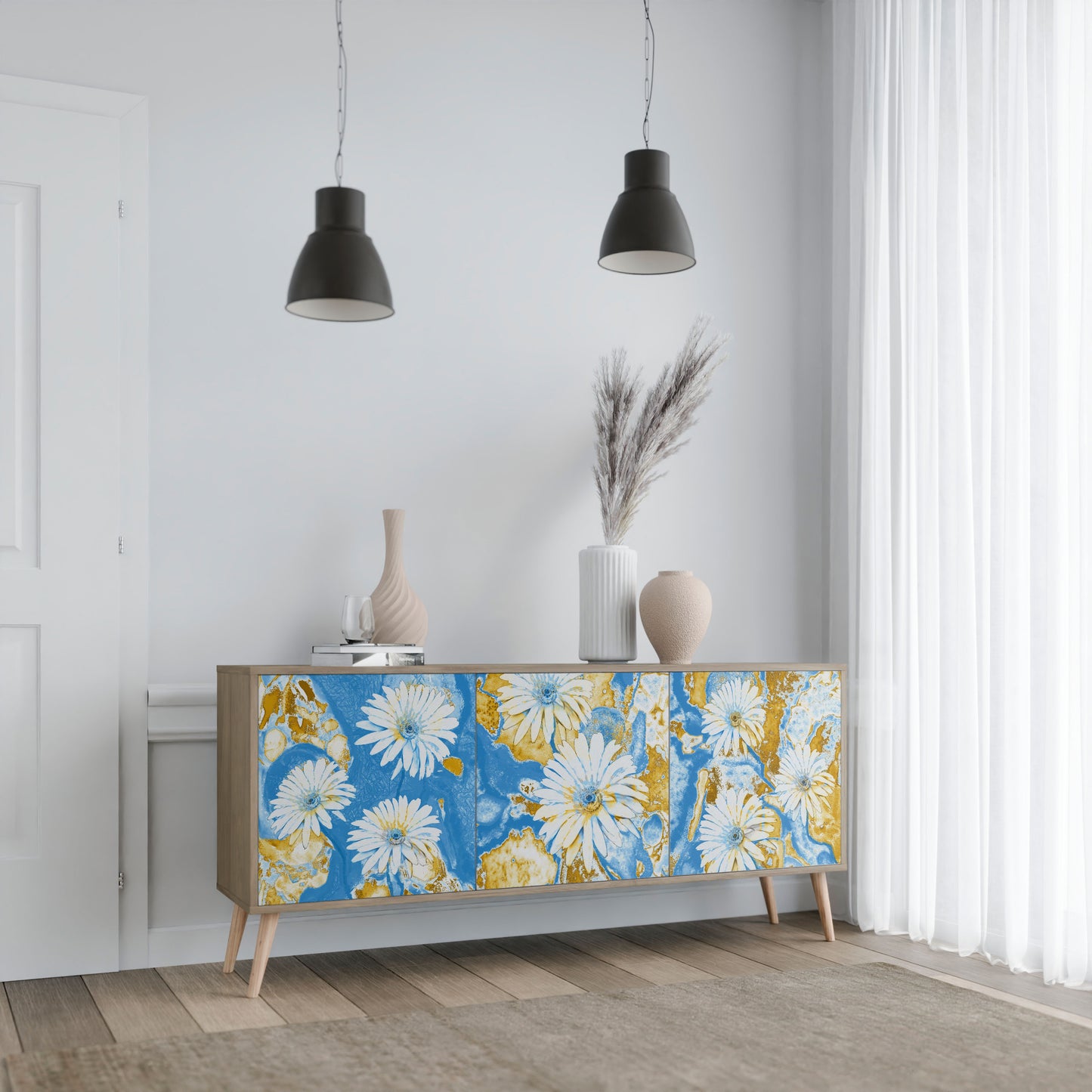 Credenza DAISY LUXE a 3 ante effetto rovere