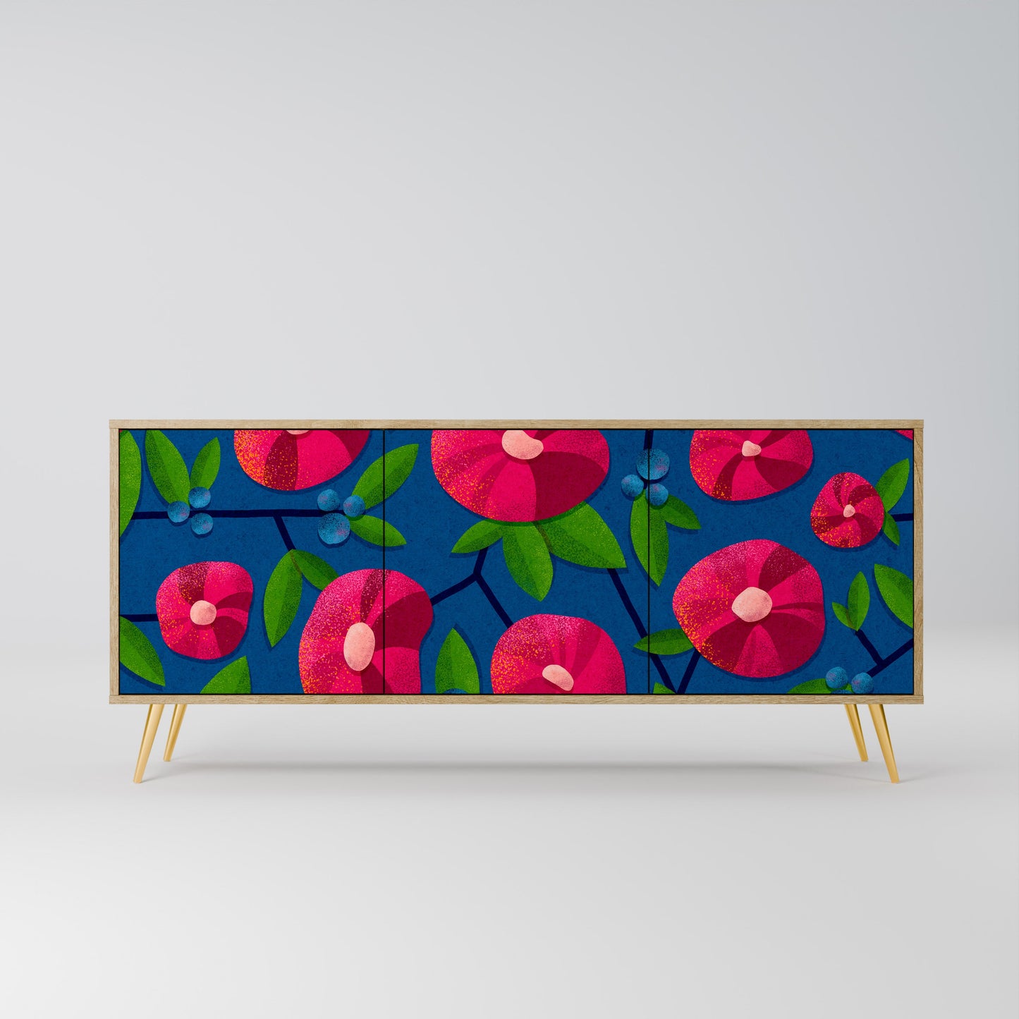 Credenza a 3 ante SPRING THOUGHTS in effetto rovere