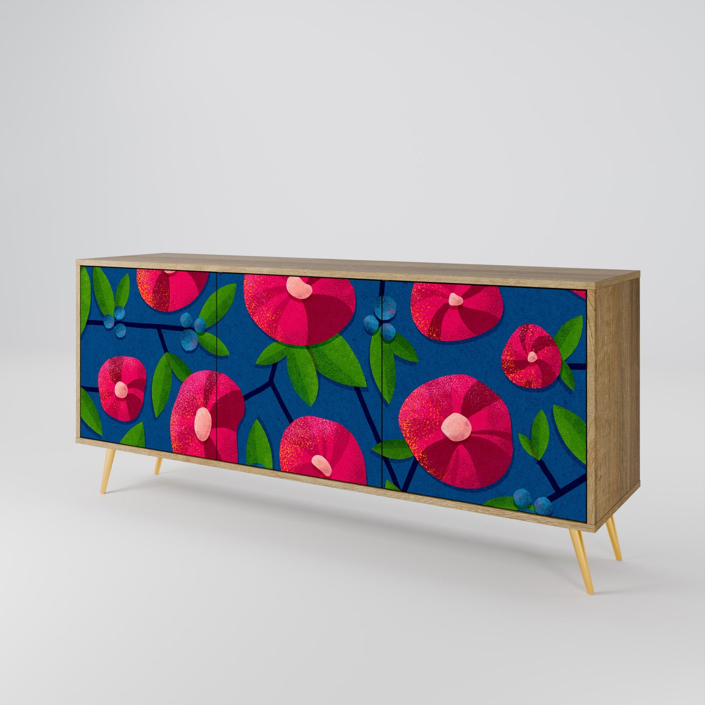 Credenza a 3 ante SPRING THOUGHTS in effetto rovere