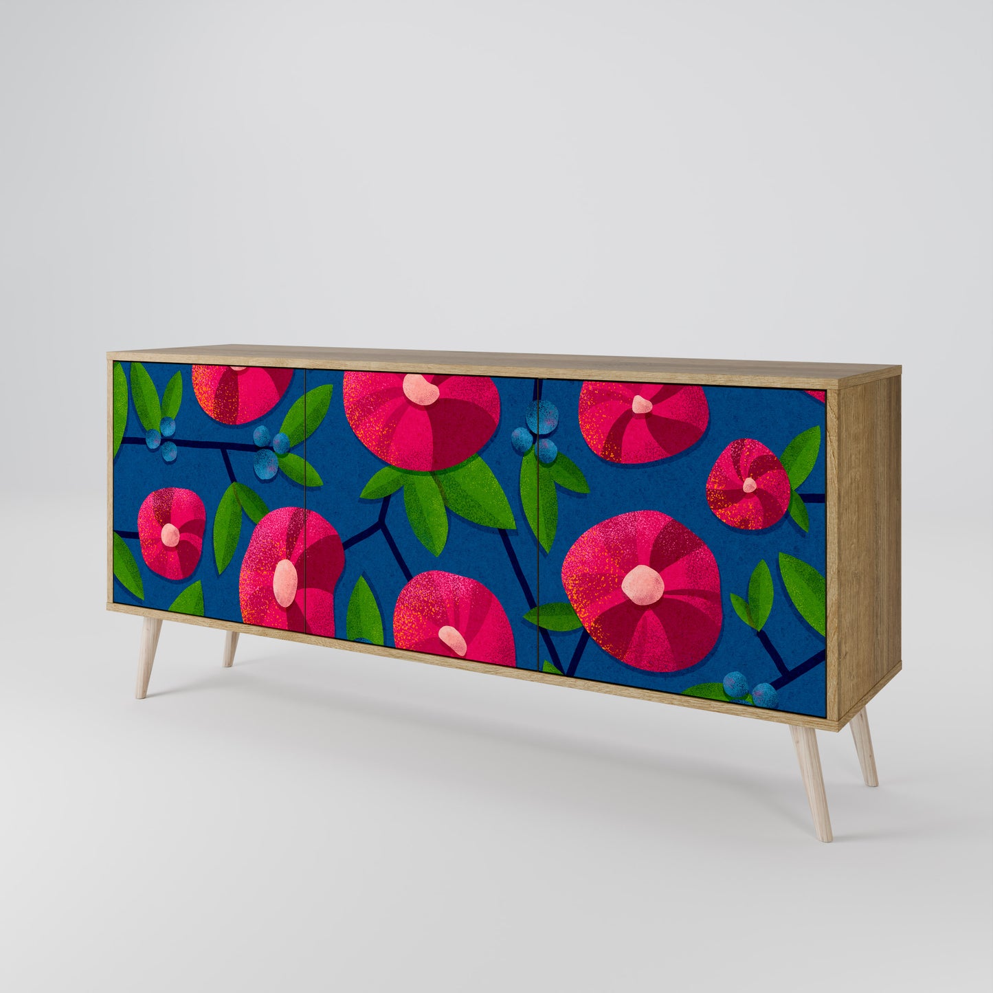 Credenza a 3 ante SPRING THOUGHTS in effetto rovere