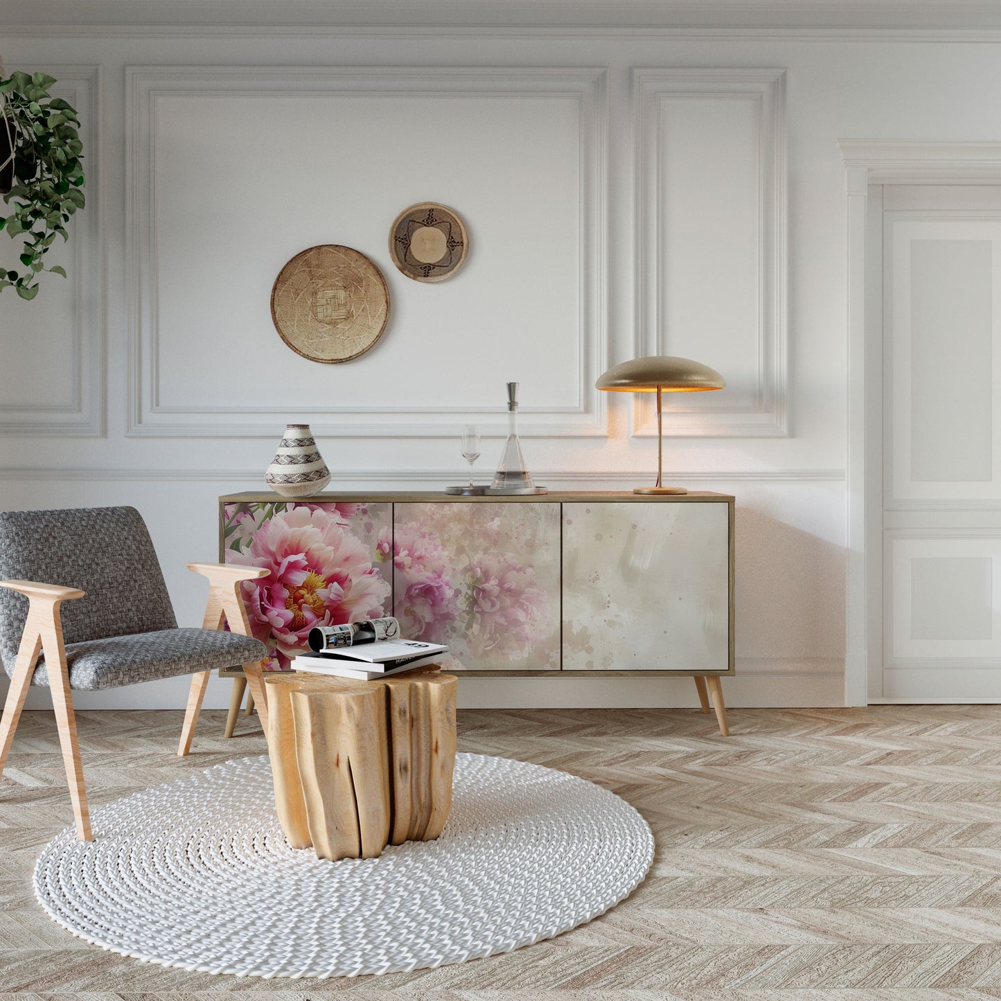 Credenza a 3 ante PEONY WHISPER effetto rovere