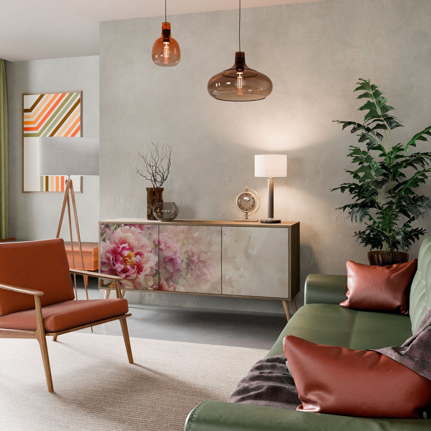 Credenza a 3 ante PEONY WHISPER effetto rovere