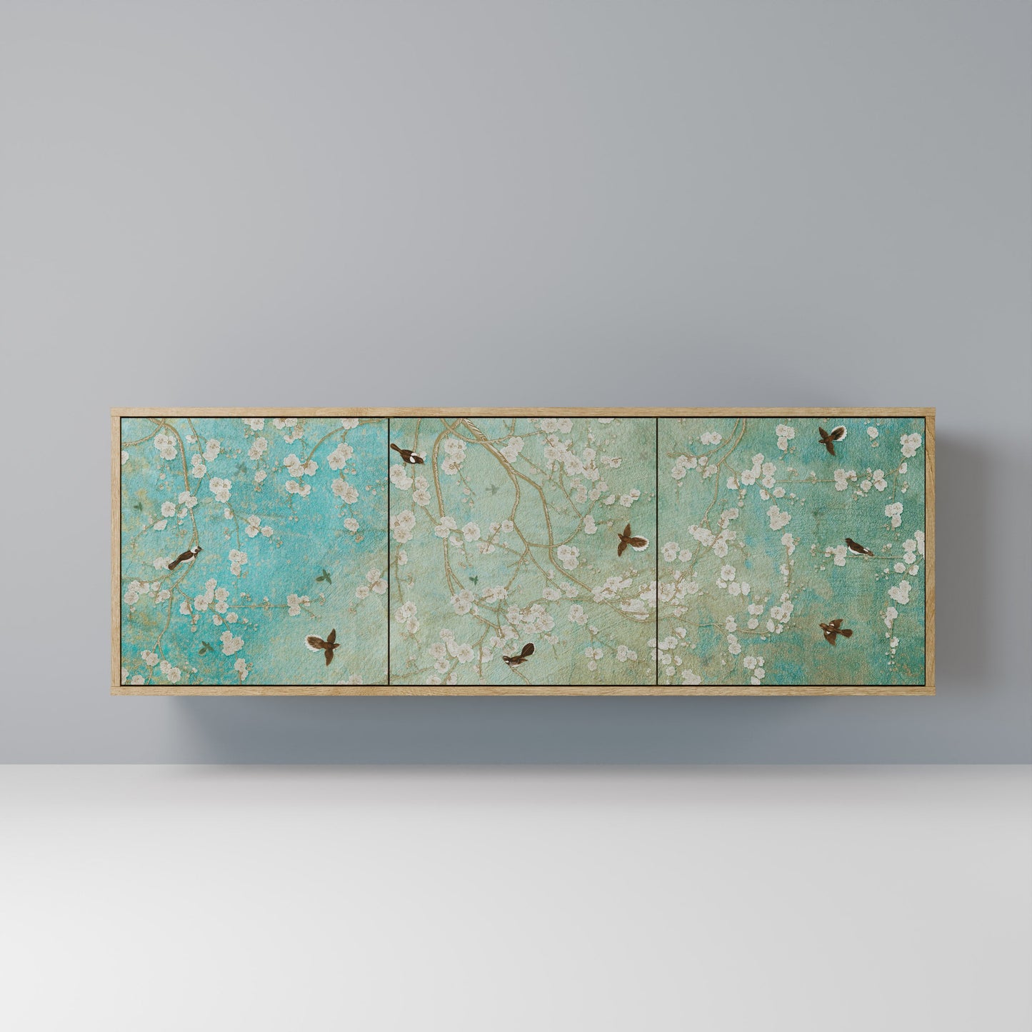 Credenza BLOOMING CHARM a 3 ante in effetto rovere