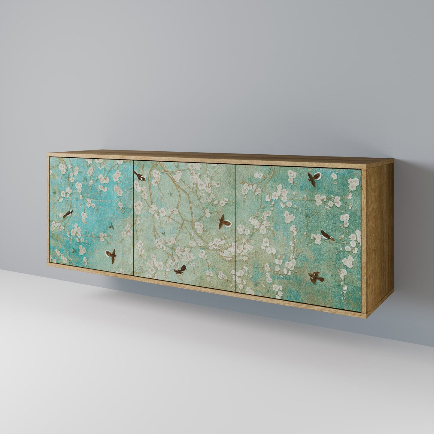 Credenza BLOOMING CHARM a 3 ante in effetto rovere