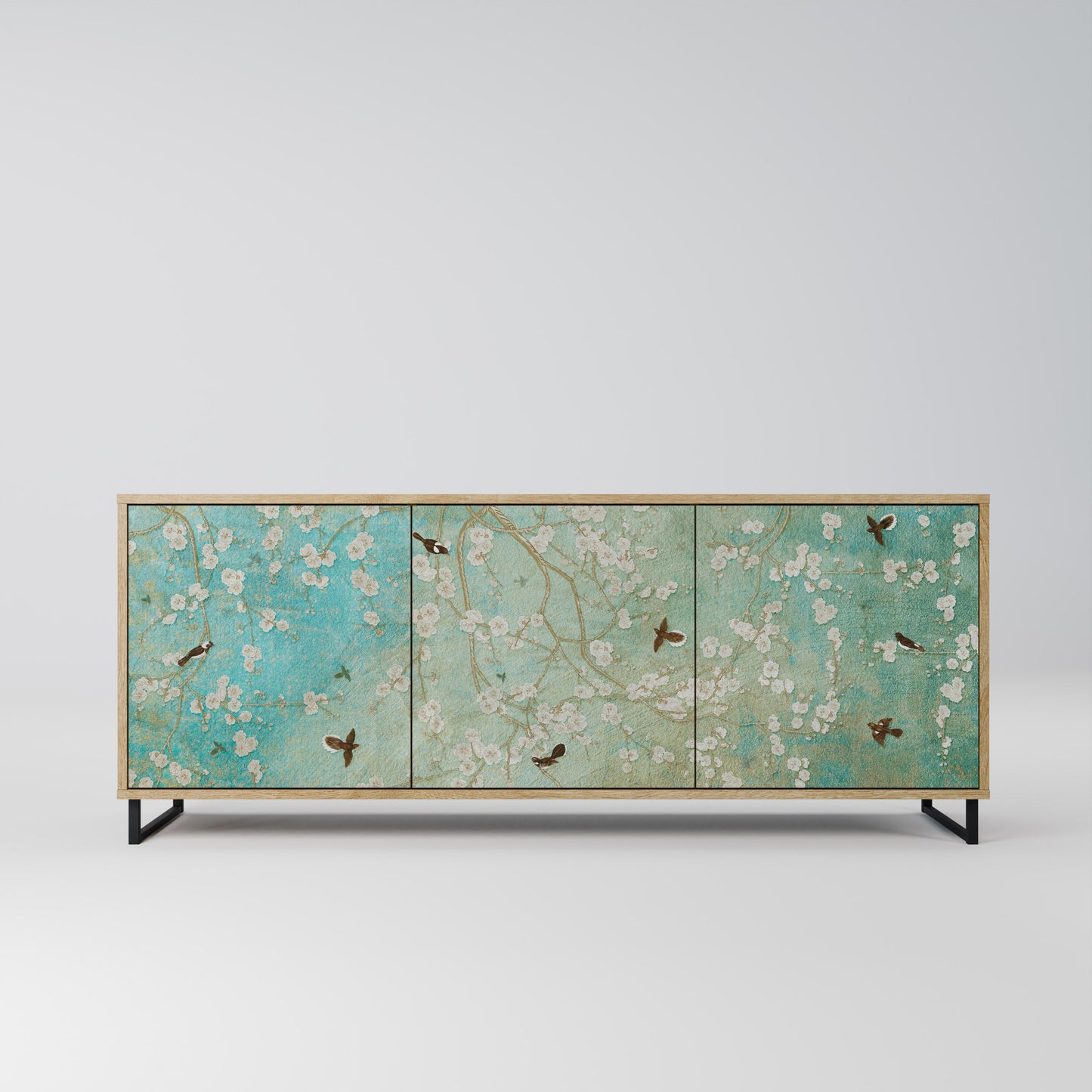 Credenza BLOOMING CHARM a 3 ante in effetto rovere