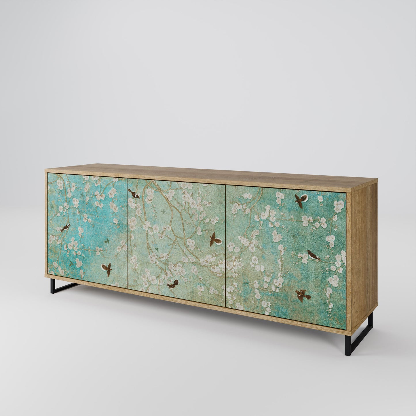 Credenza BLOOMING CHARM a 3 ante in effetto rovere