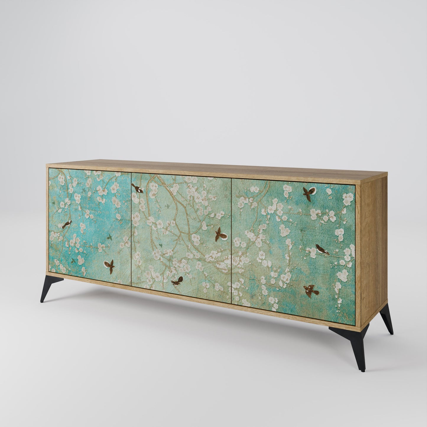Credenza BLOOMING CHARM a 3 ante in effetto rovere