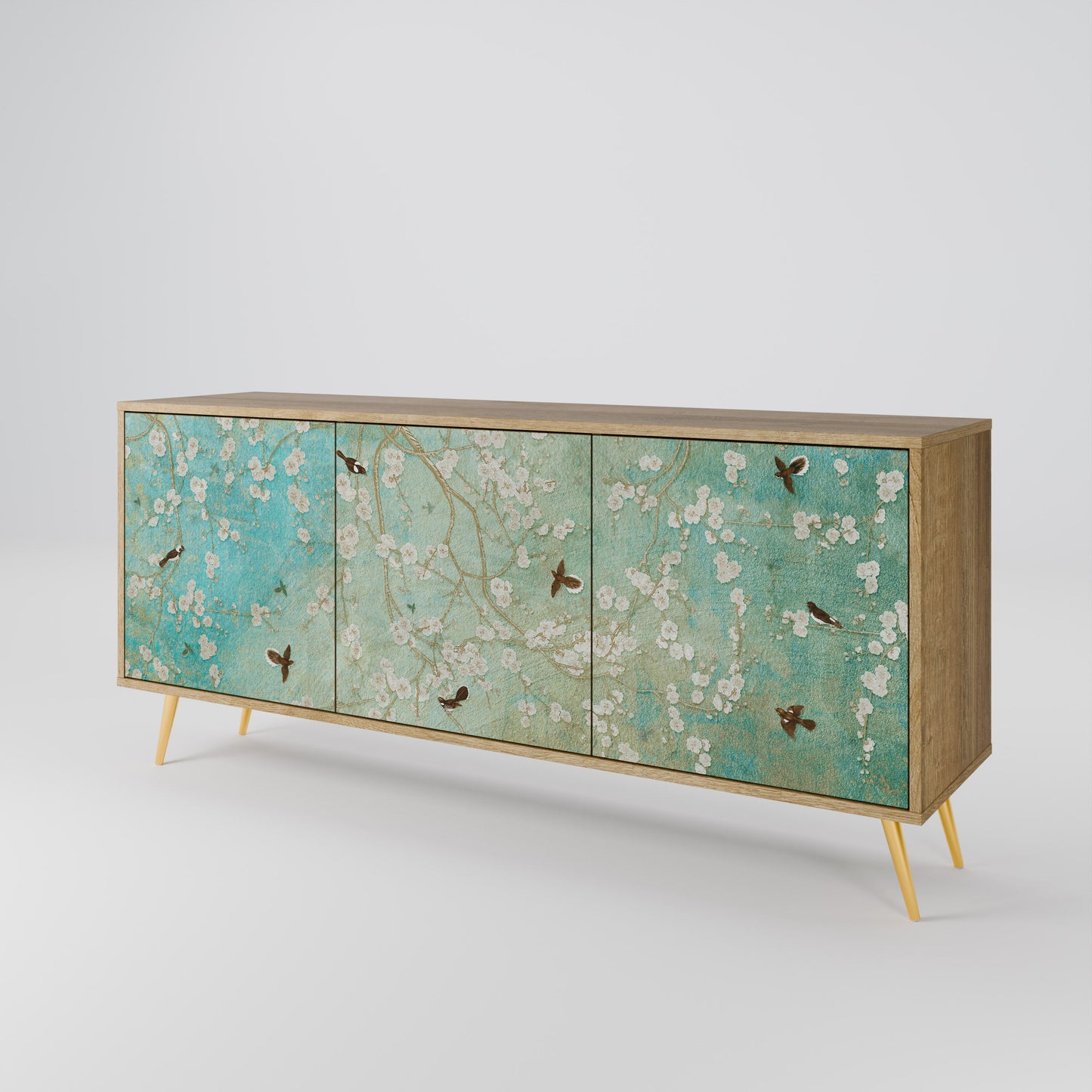 Credenza BLOOMING CHARM a 3 ante in effetto rovere