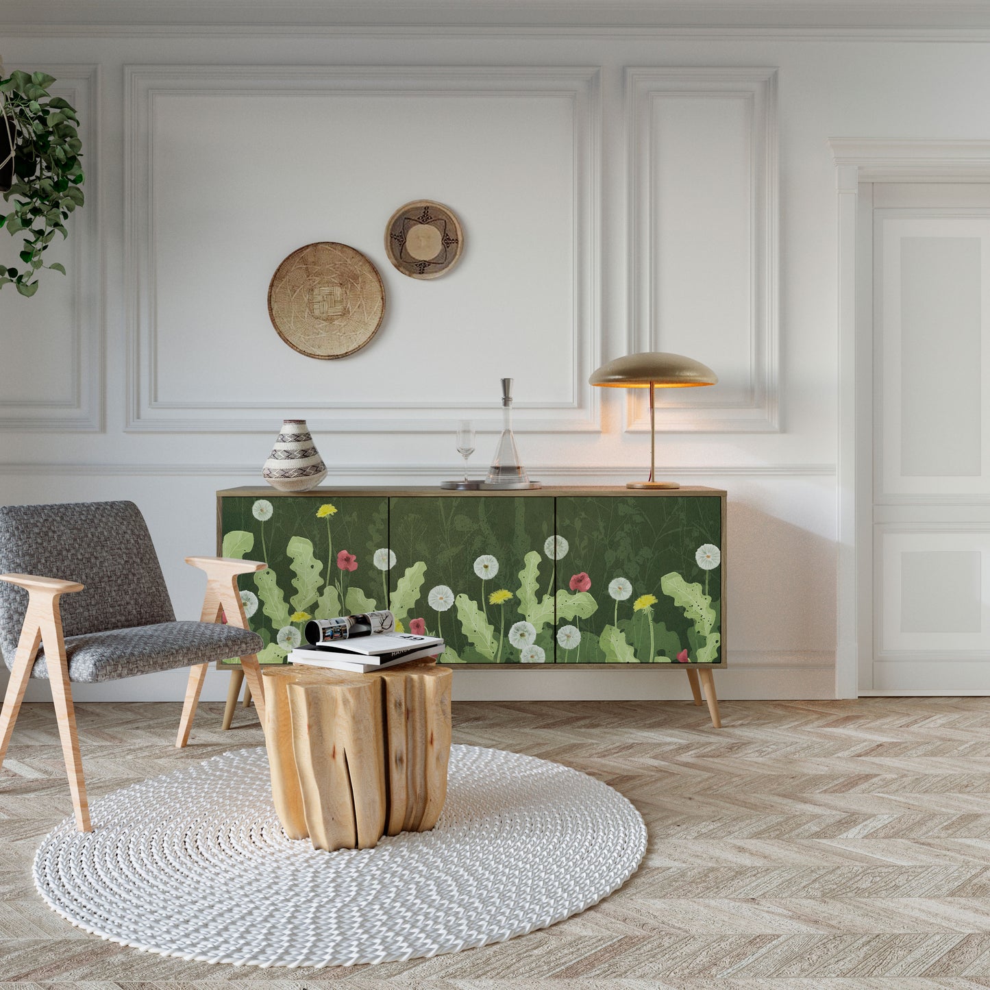 Credenza DANDELION AMUSE a 3 ante in effetto rovere