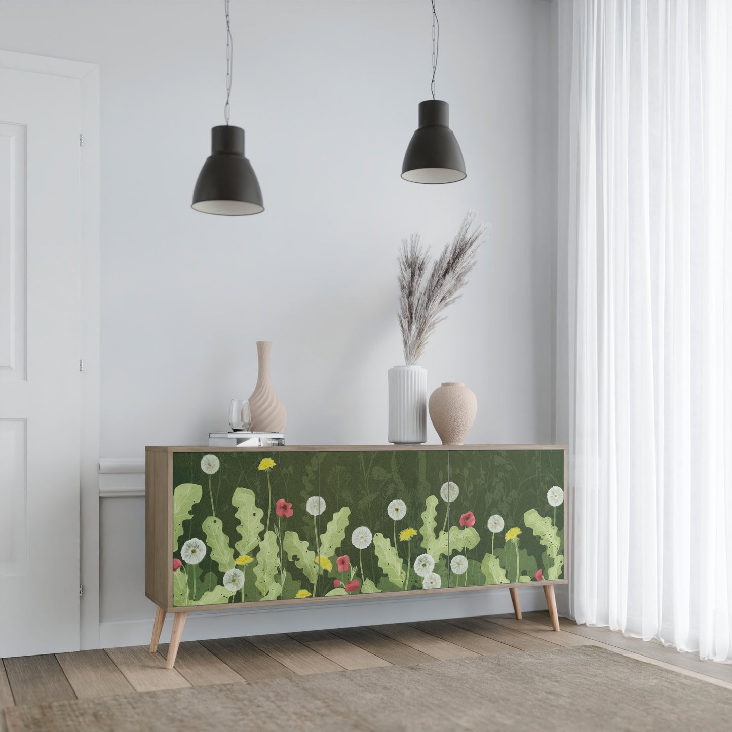 Credenza DANDELION AMUSE a 3 ante in effetto rovere
