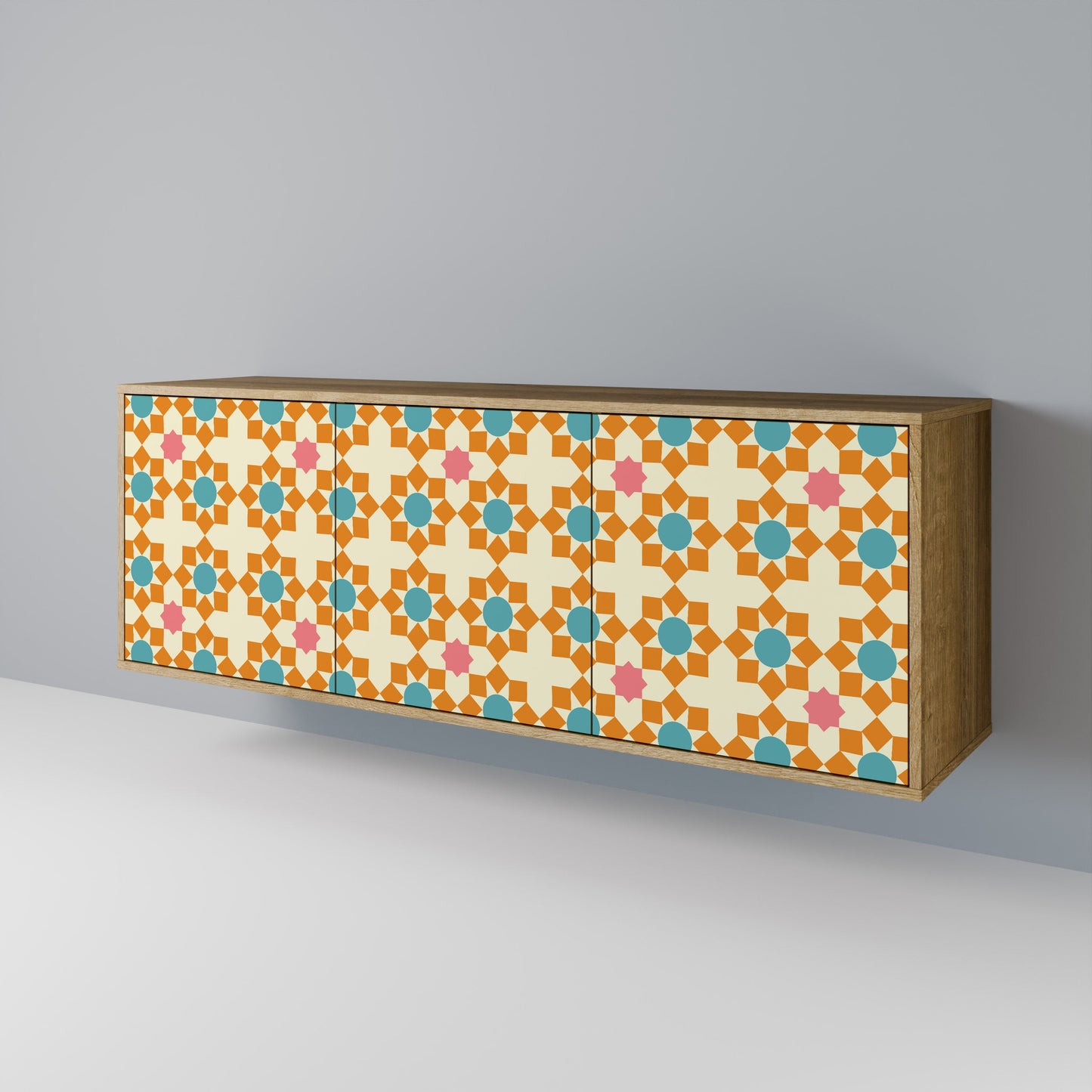 FLORAL DECOR 3-Door Sideboard in Oak Effect