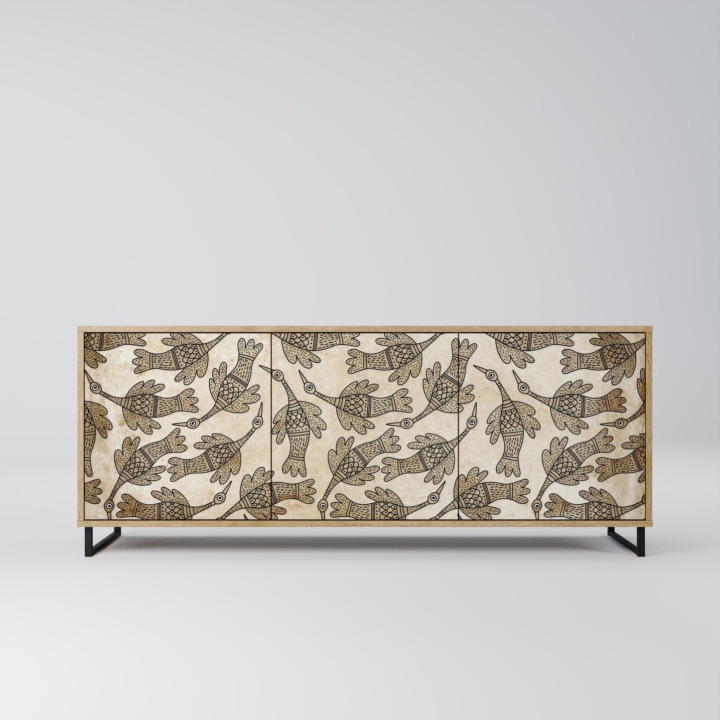 Credenza ALMONDINE SONGBIRD a 3 ante in effetto rovere