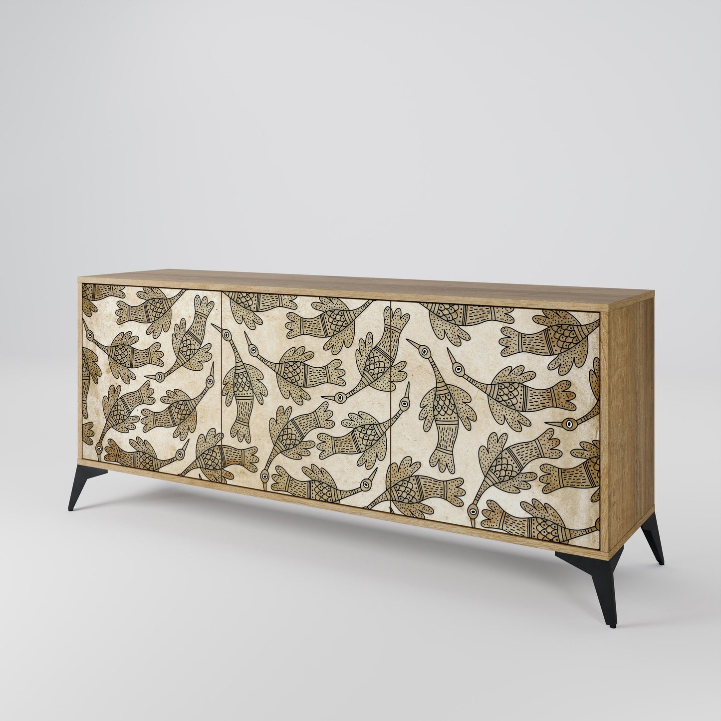 Credenza ALMONDINE SONGBIRD a 3 ante in effetto rovere