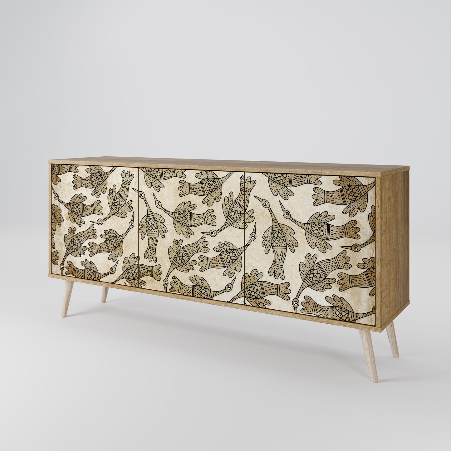 Credenza ALMONDINE SONGBIRD a 3 ante in effetto rovere