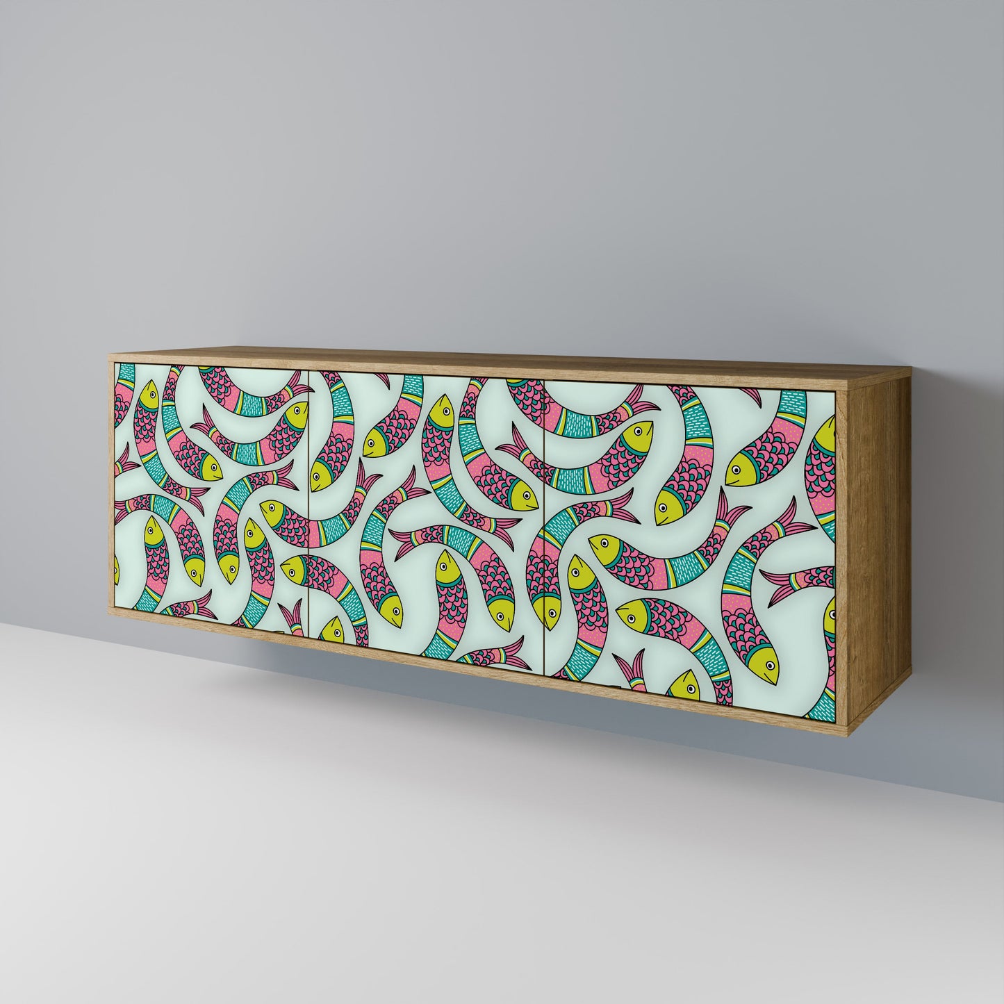 INDIAN FISH 3-Door Sideboard in Oak Effect