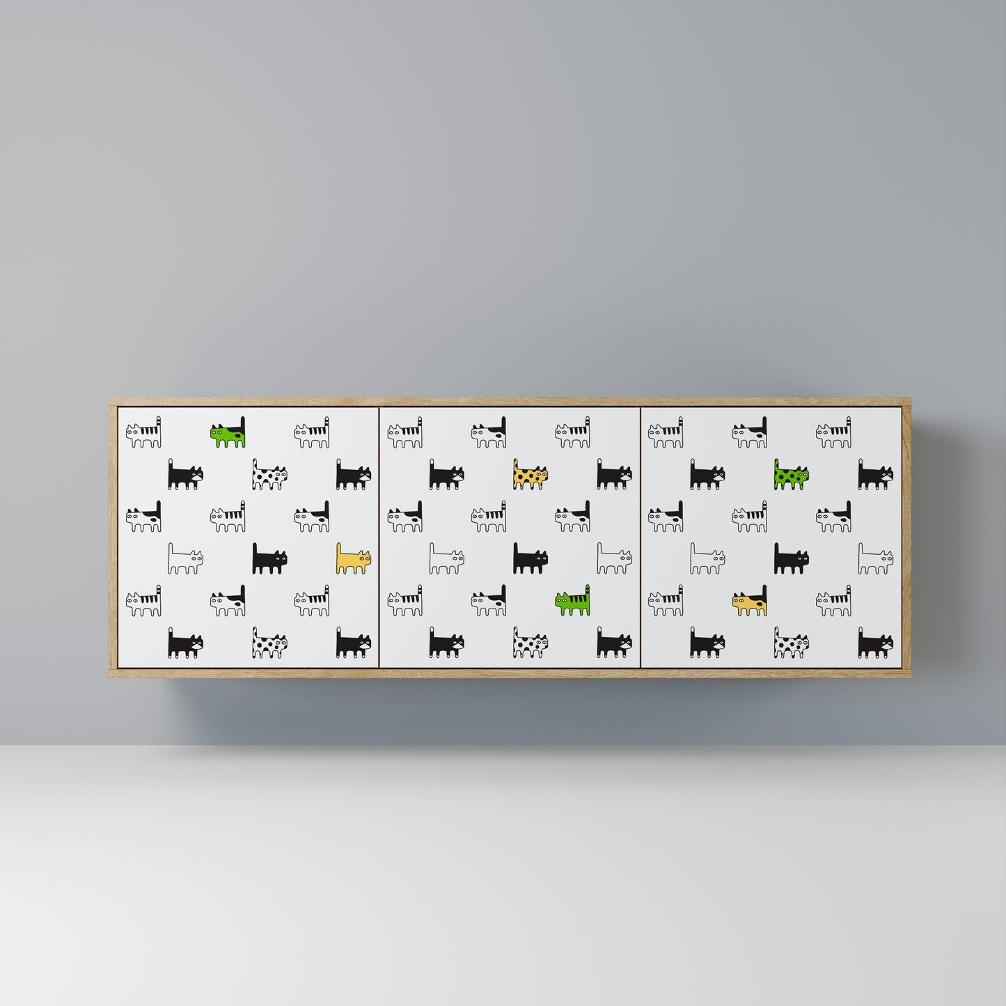 CATS COMPILATION Credenza a 3 ante in effetto rovere
