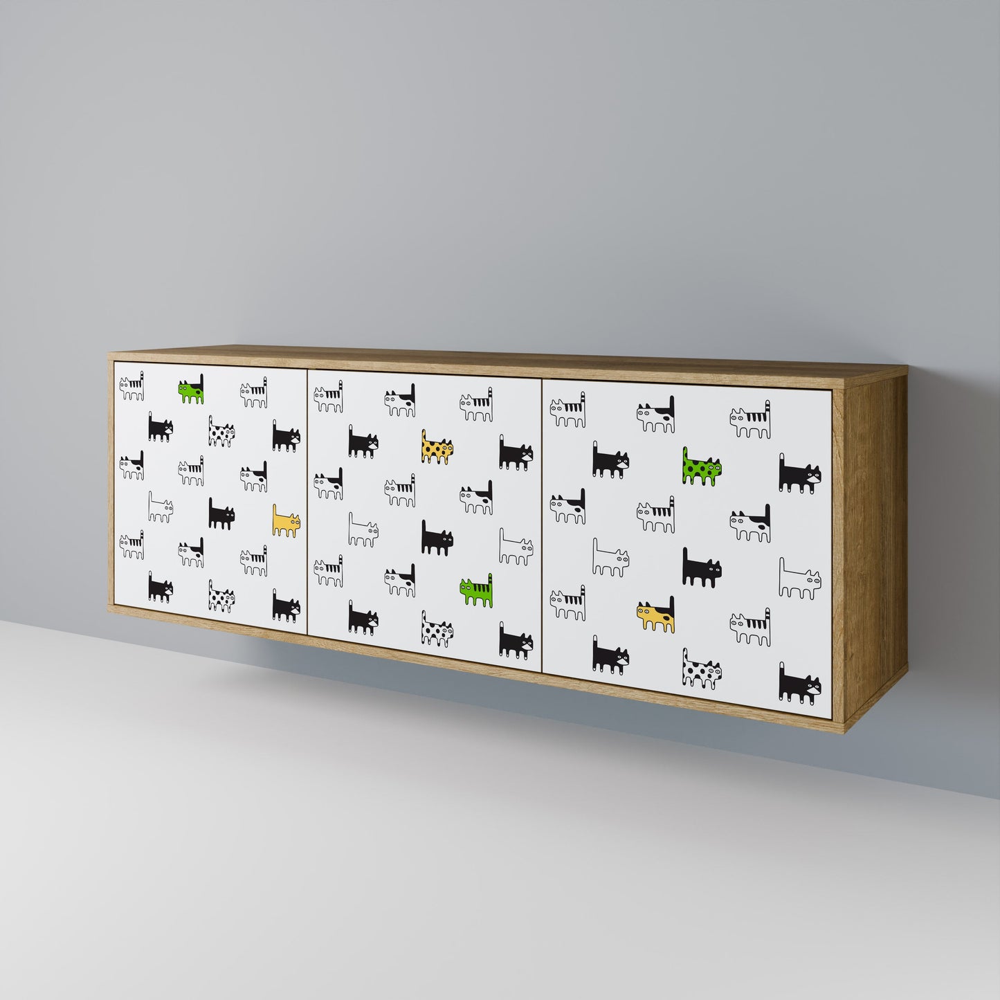 CATS COMPILATION Credenza a 3 ante in effetto rovere