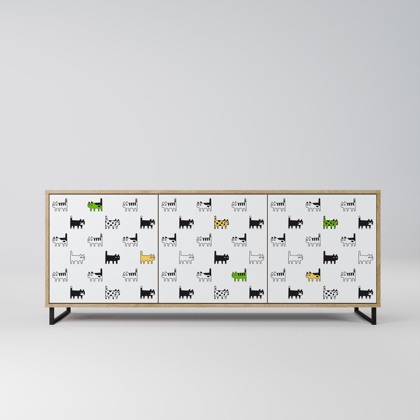 CATS COMPILATION Credenza a 3 ante in effetto rovere