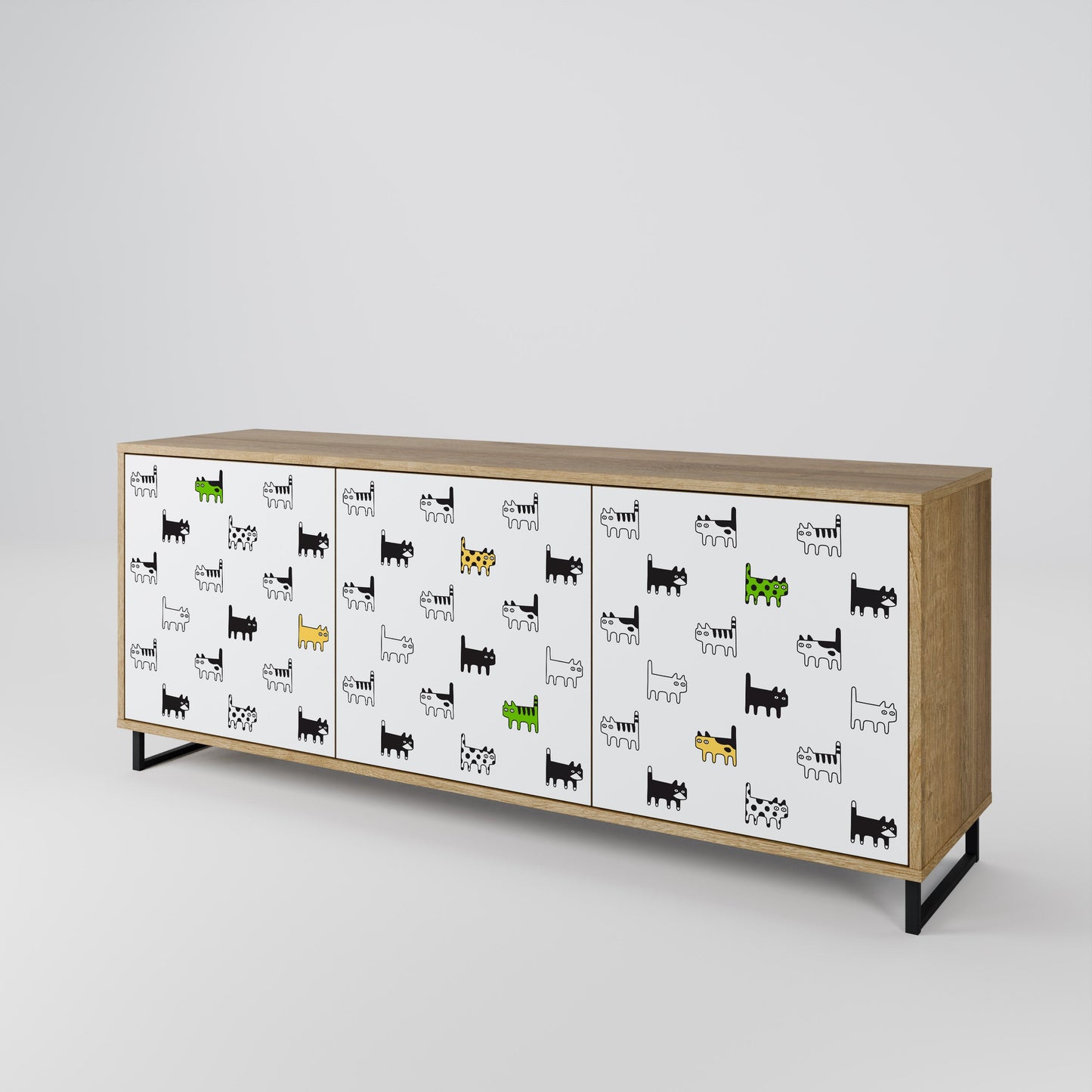 CATS COMPILATION Credenza a 3 ante in effetto rovere