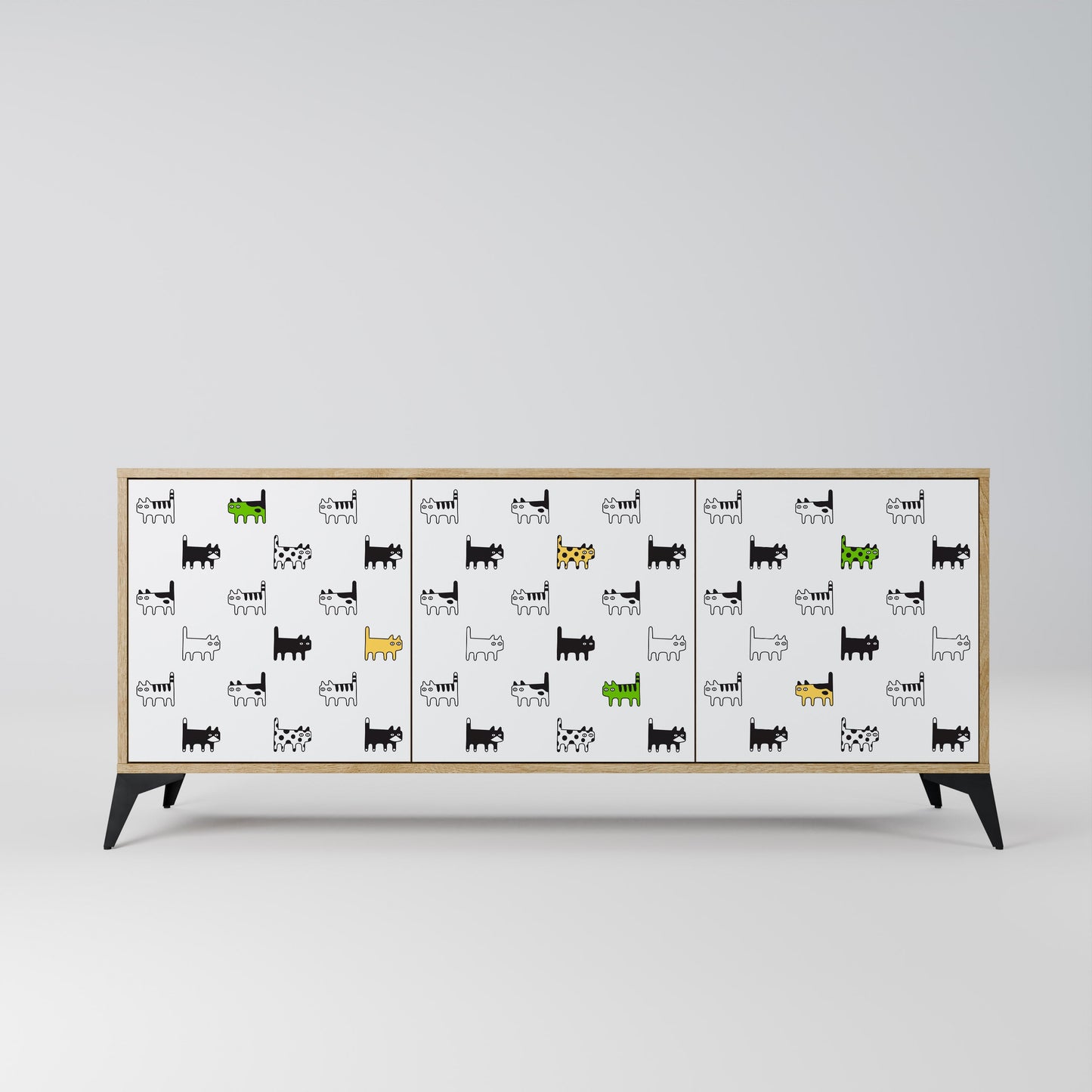 CATS COMPILATION Credenza a 3 ante in effetto rovere