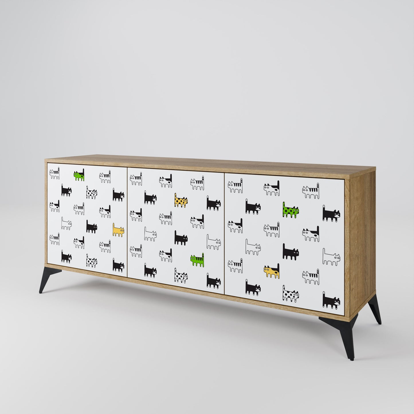 CATS COMPILATION Credenza a 3 ante in effetto rovere