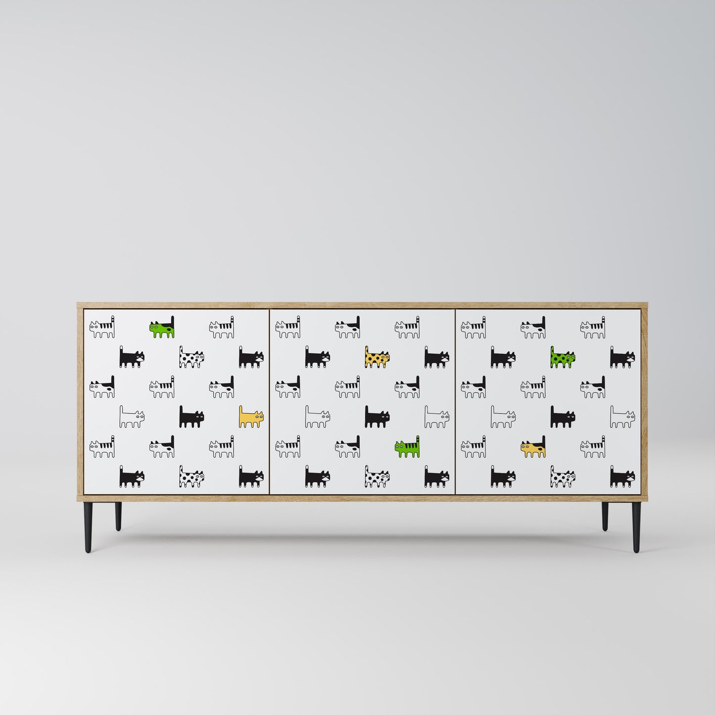 CATS COMPILATION Credenza a 3 ante in effetto rovere