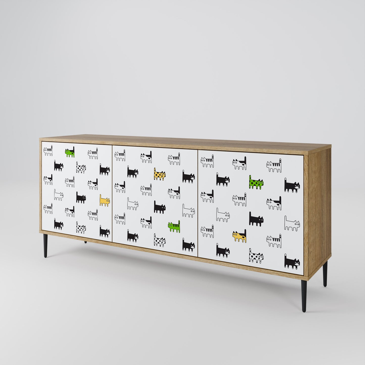 CATS COMPILATION Credenza a 3 ante in effetto rovere