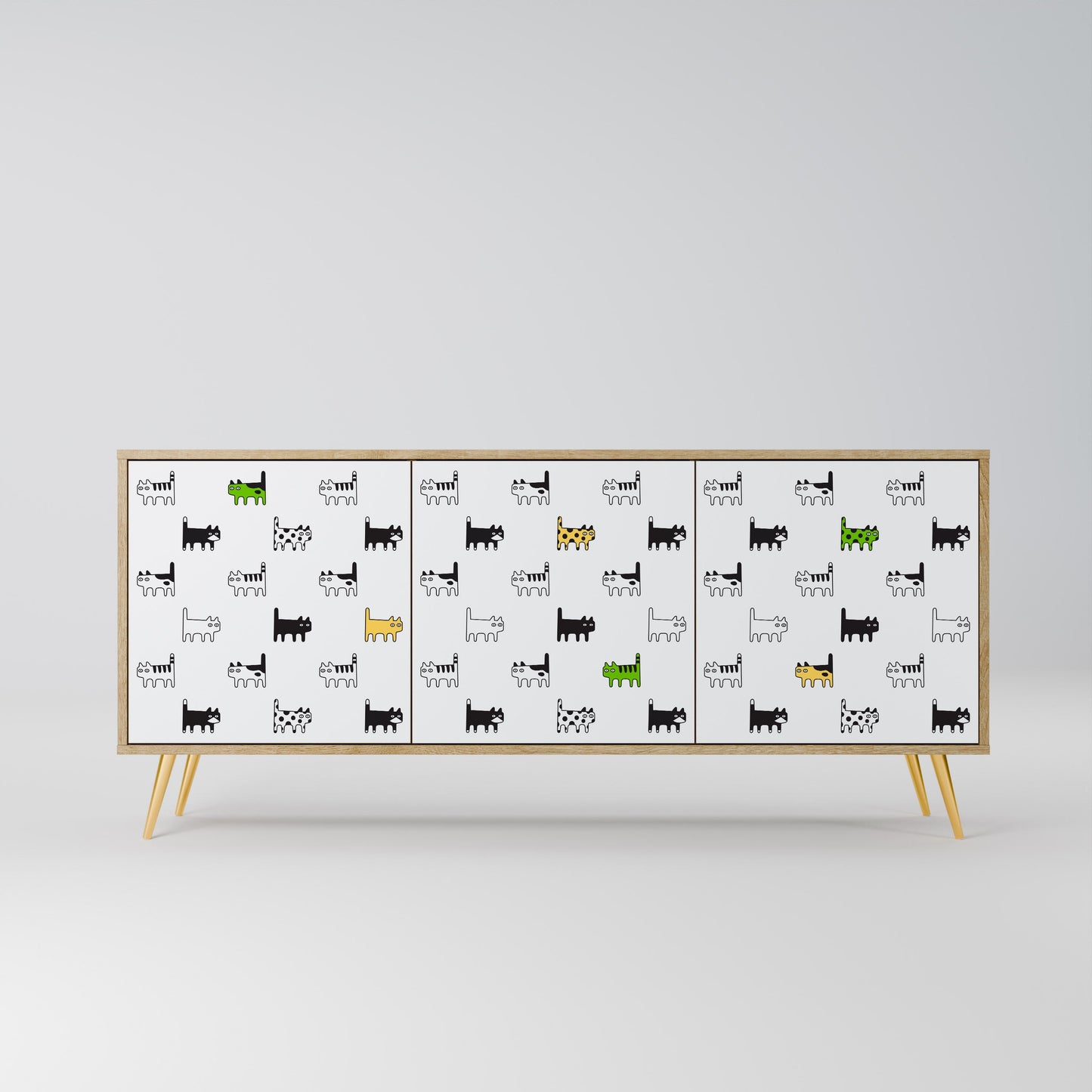 CATS COMPILATION Credenza a 3 ante in effetto rovere