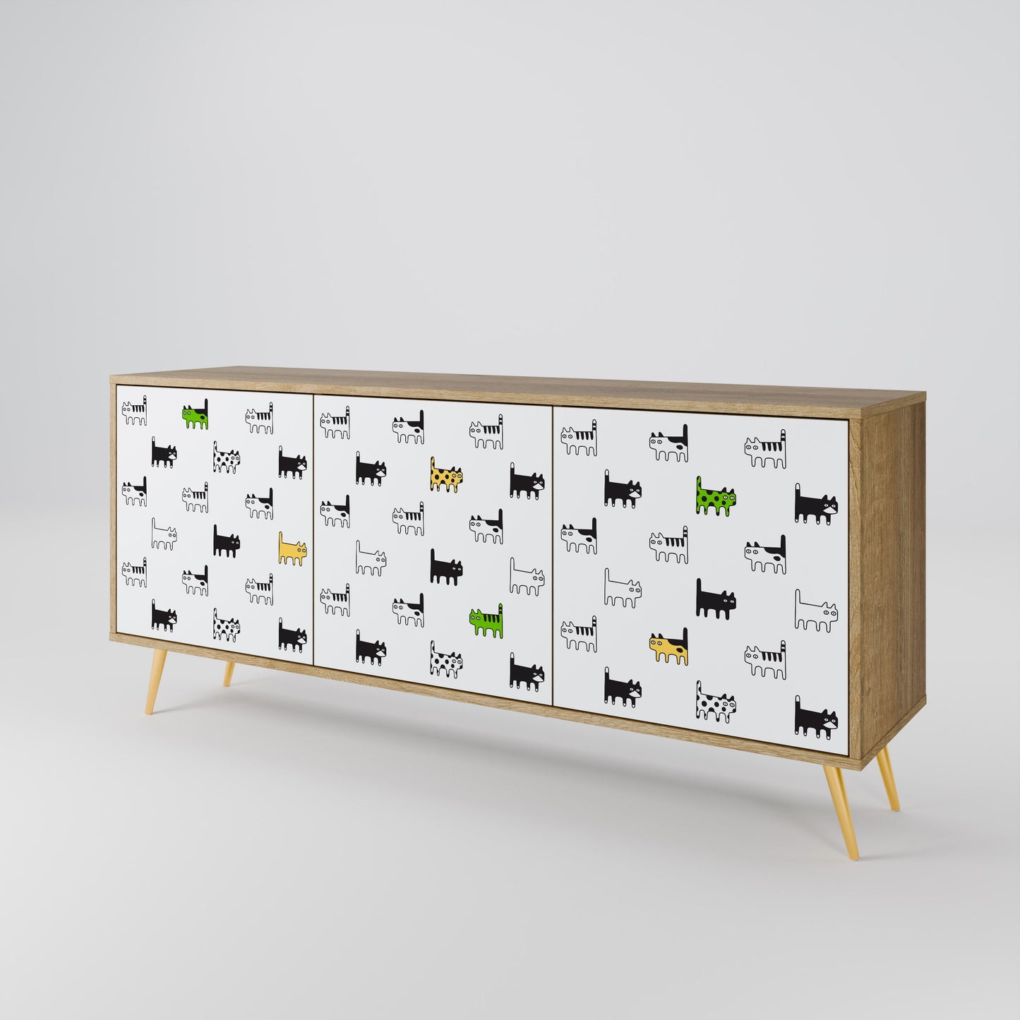 CATS COMPILATION Credenza a 3 ante in effetto rovere
