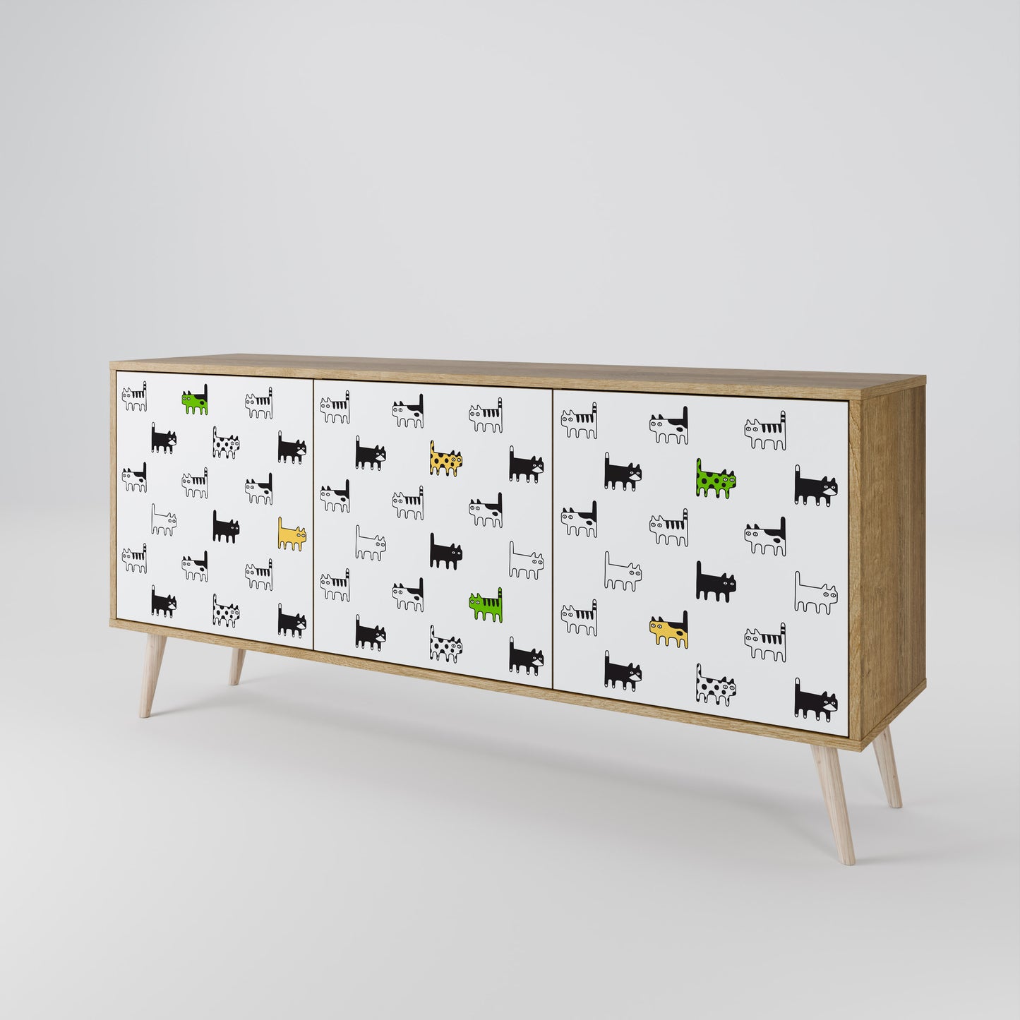 CATS COMPILATION Credenza a 3 ante in effetto rovere