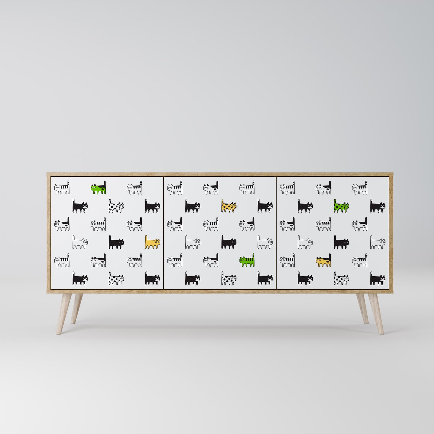 CATS COMPILATION Credenza a 3 ante in effetto rovere