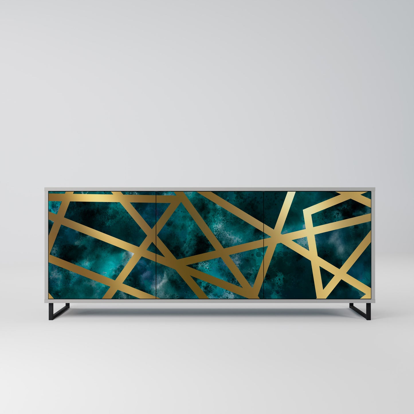 Credenza a 3 ante THE LABYRINTH OF GOLD in finitura grigia