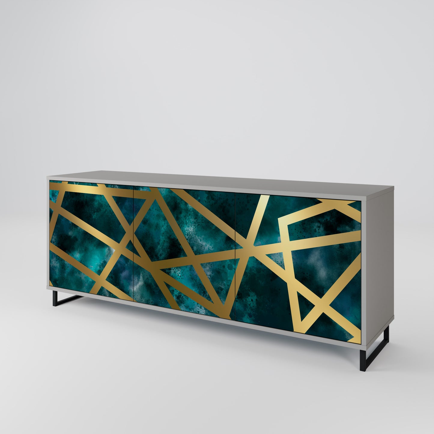 Credenza a 3 ante THE LABYRINTH OF GOLD in finitura grigia