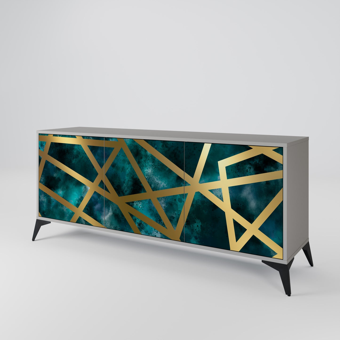 Credenza a 3 ante THE LABYRINTH OF GOLD in finitura grigia