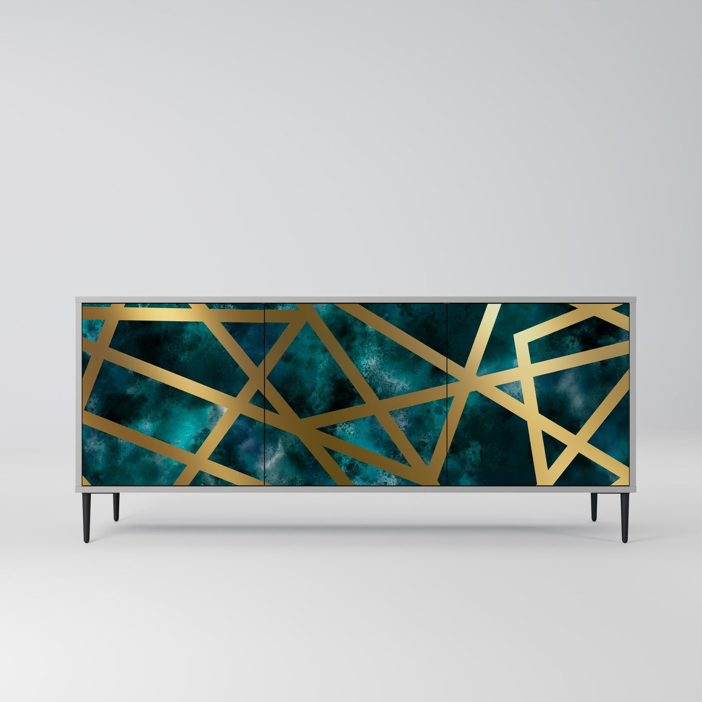 Credenza a 3 ante THE LABYRINTH OF GOLD in finitura grigia