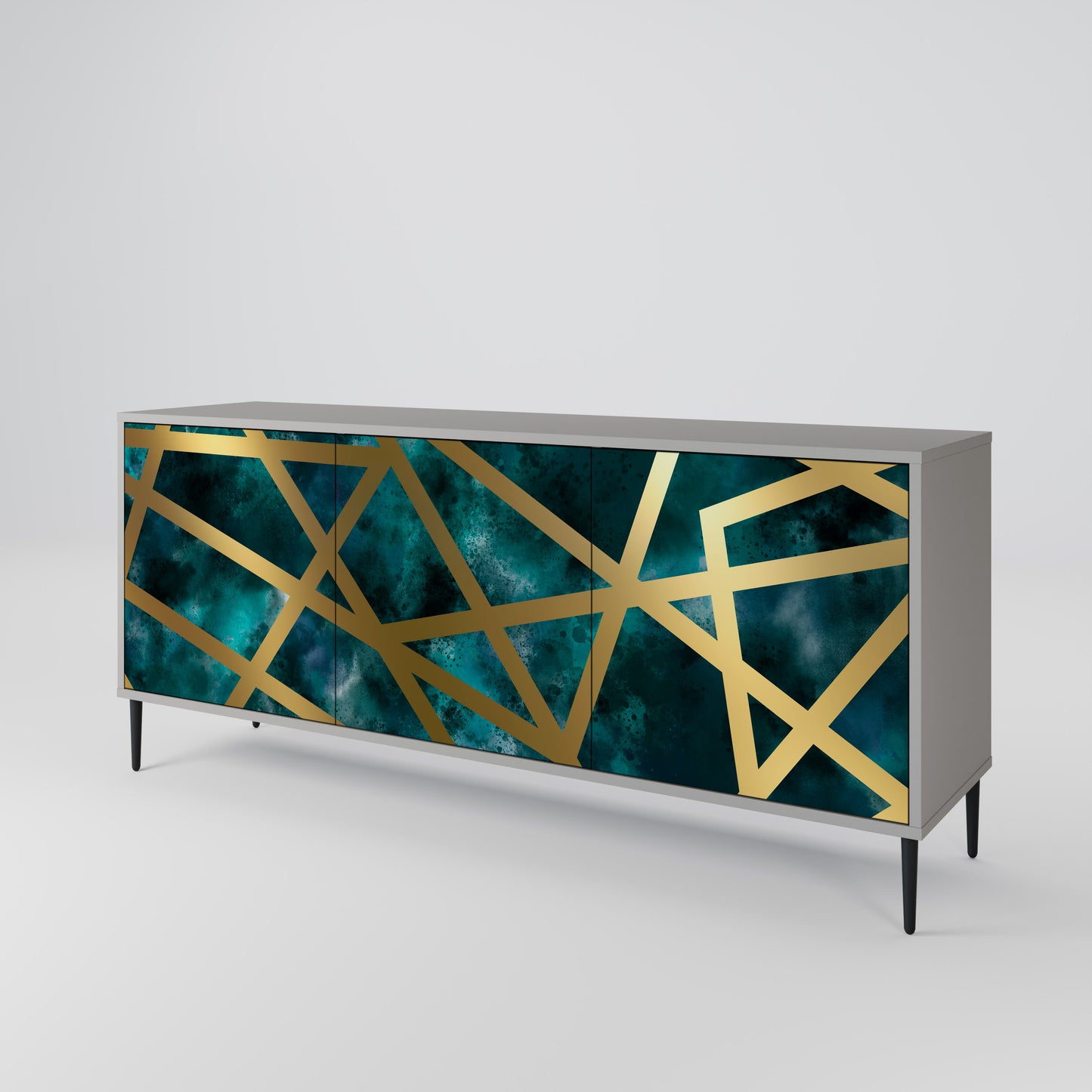 Credenza a 3 ante THE LABYRINTH OF GOLD in finitura grigia