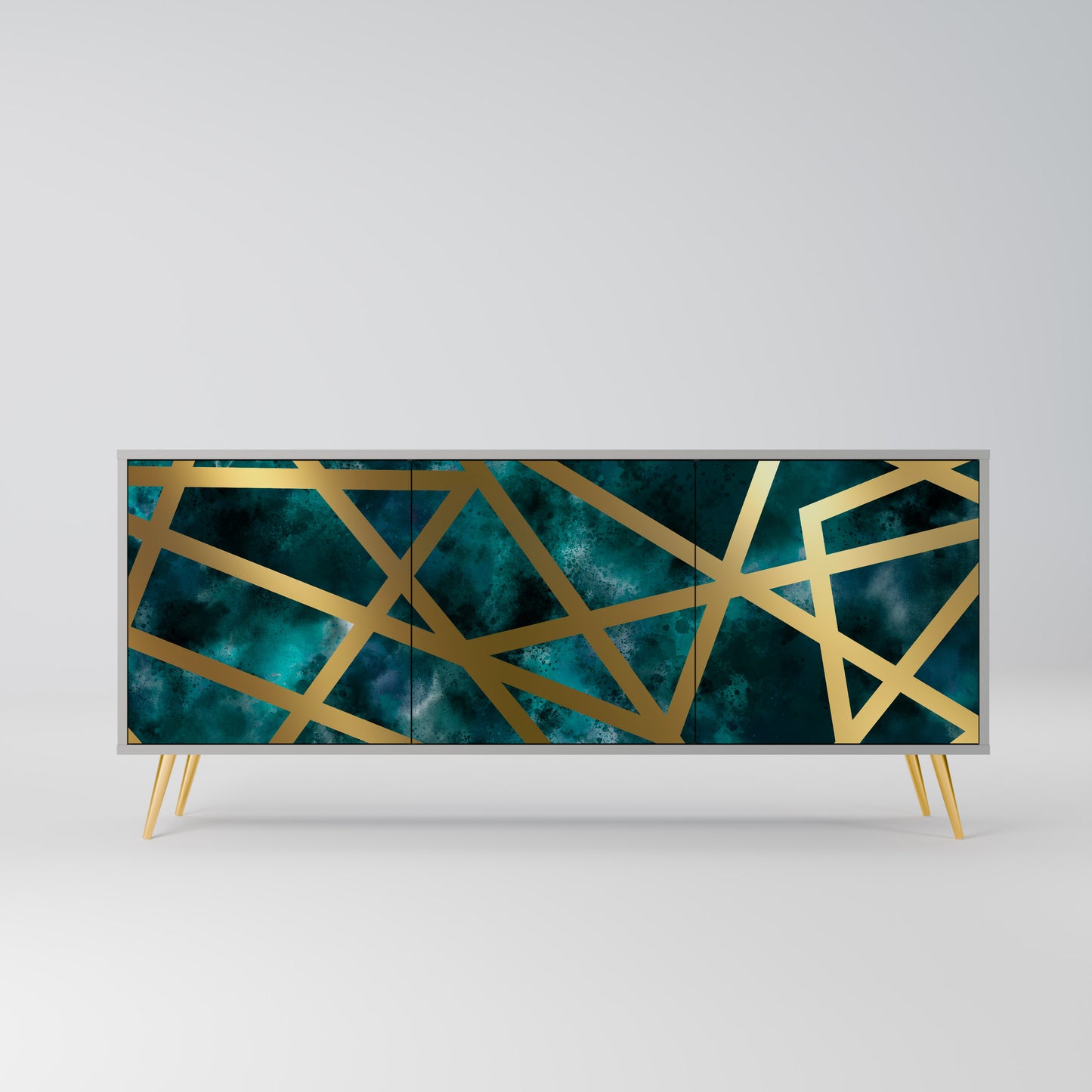Credenza a 3 ante THE LABYRINTH OF GOLD in finitura grigia