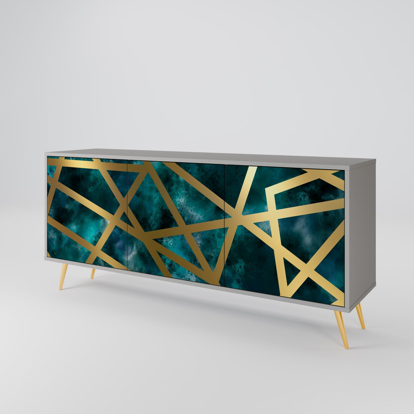 Credenza a 3 ante THE LABYRINTH OF GOLD in finitura grigia