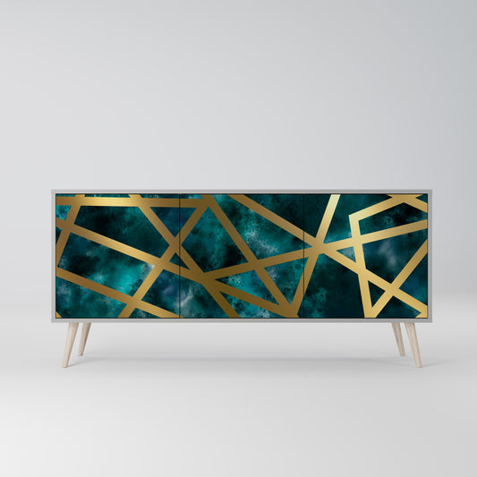 Credenza a 3 ante THE LABYRINTH OF GOLD in finitura grigia