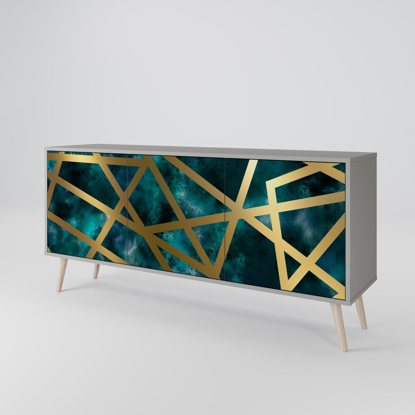 Credenza a 3 ante THE LABYRINTH OF GOLD in finitura grigia