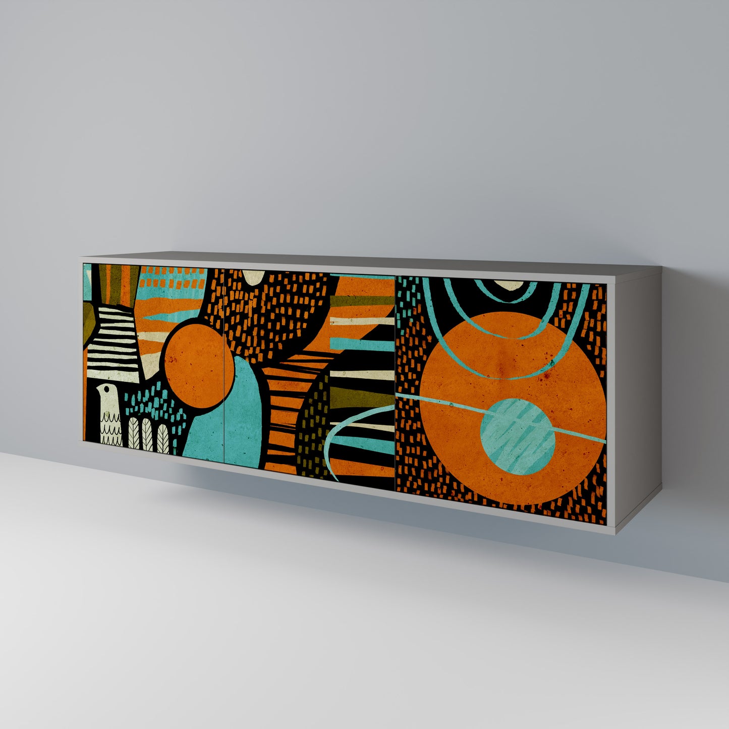 Credenza GEODE GLIMMER a 3 ante con finitura grigia
