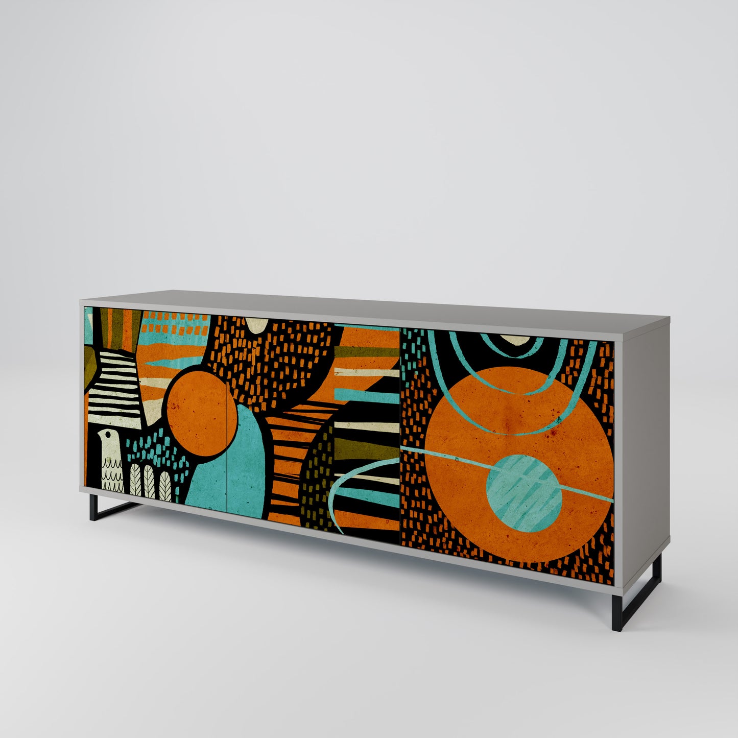 Credenza GEODE GLIMMER a 3 ante con finitura grigia
